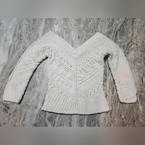 The Limited Cream Hand Knit V-Neck Sweater Size XS – Chunky Boho Style